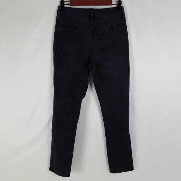 No Boundaries Jeans Juniors Size 7 High Rise Slim Straight Destroyed Black Denim - Picture 2 of 14